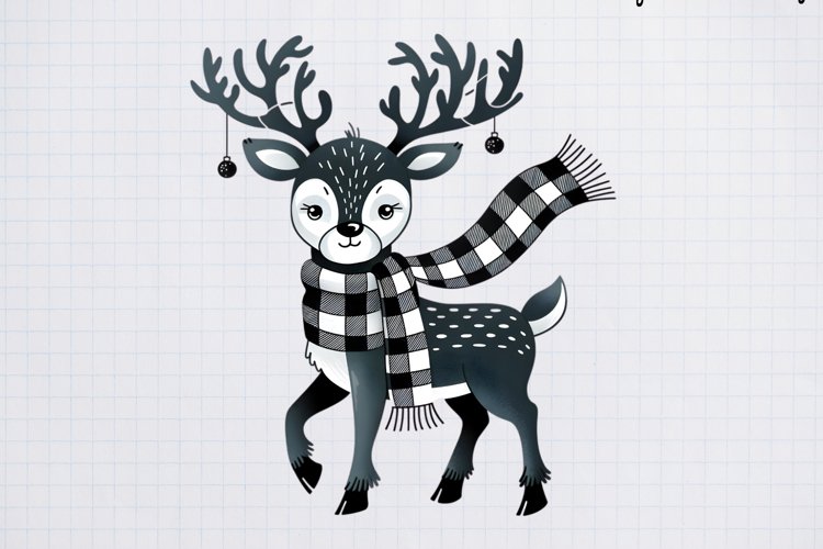 Black White Plaid Christmas PNG