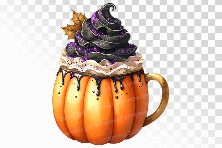 Gothic Drink In A Pumpkin Cup PNG