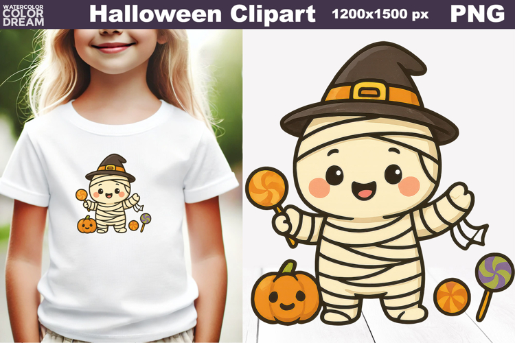 Kawaii Mummy Halloween Clipart | Cute Candy PNG