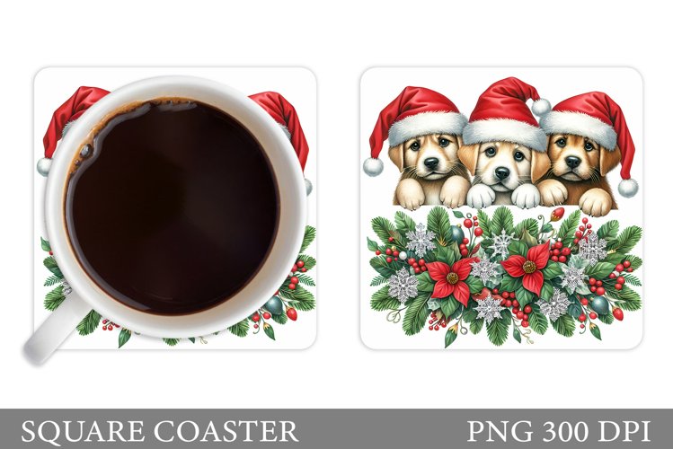 Christmas Dog Coaster Design. Christmas Coaster Sublimation