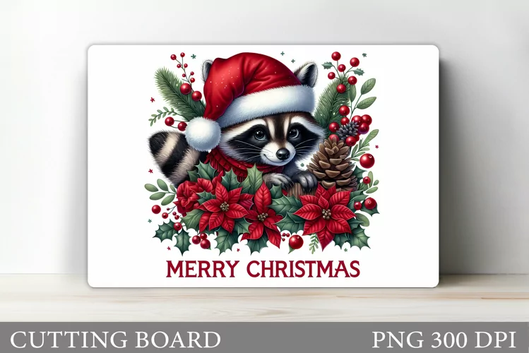 Christmas Raccoon Cutting Board. Christmas Cutting Board