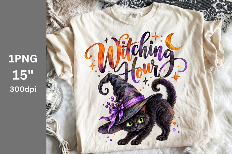 Halloween PNG, Cat PNG, Witching Hour PNG