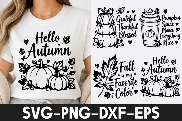 Hello Autumn Pumpkin Fall Harvest SVG PNG example image 1