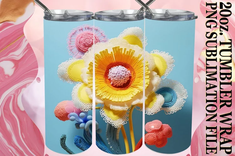 Nature's Charm 3D Flower Tumbler Art 20oz