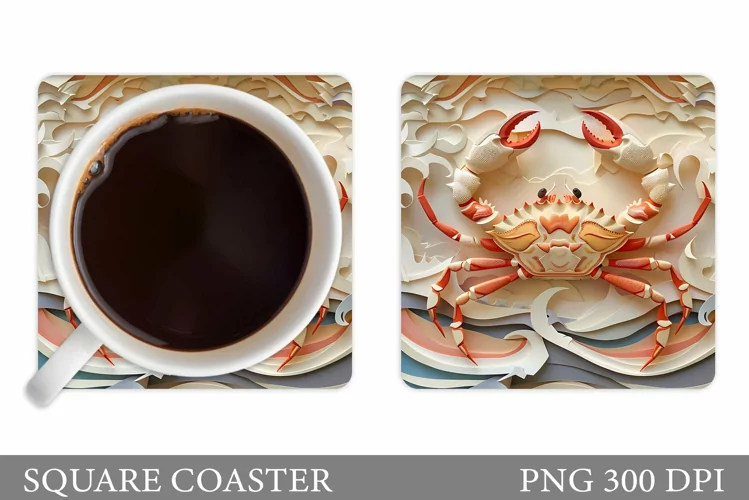 Crab Coaster Design. Sea Coaster Sublimation