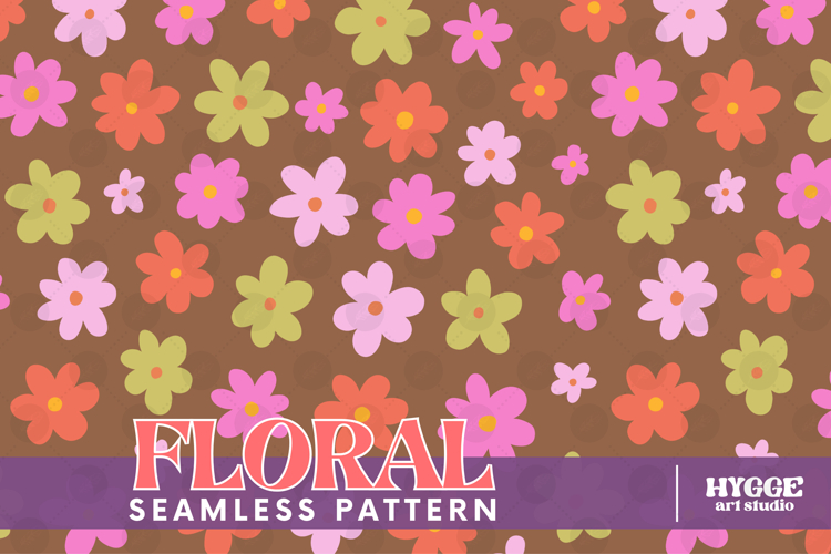 Retro Flowers Seamless Pattern Floral Png Sublimation Daisy