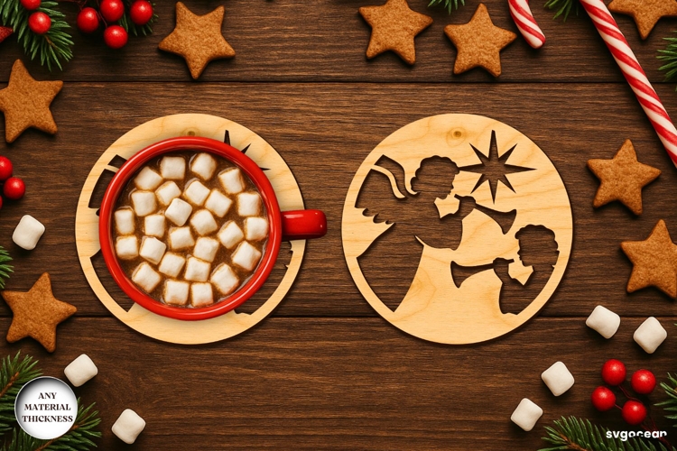 Nativity Coffee Coaster Laser Cut | Drink Coaster | SVG