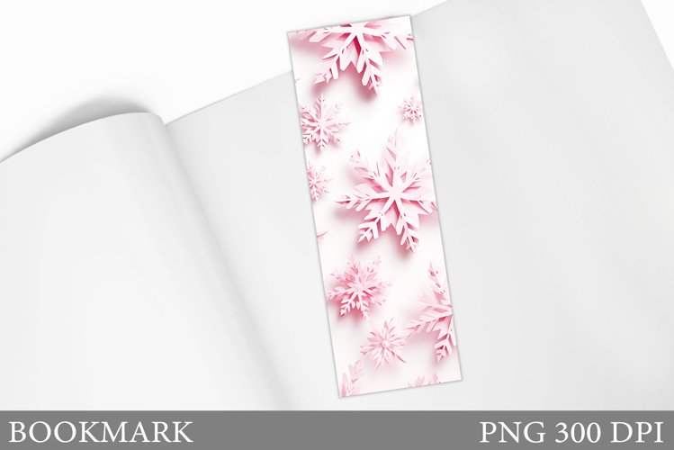 Pink Snowflakes Bookmark. Winter Bookmark Sublimation