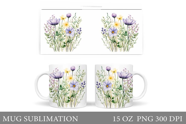 Flowers Mug Sublimation. Wildflowers Mug Design