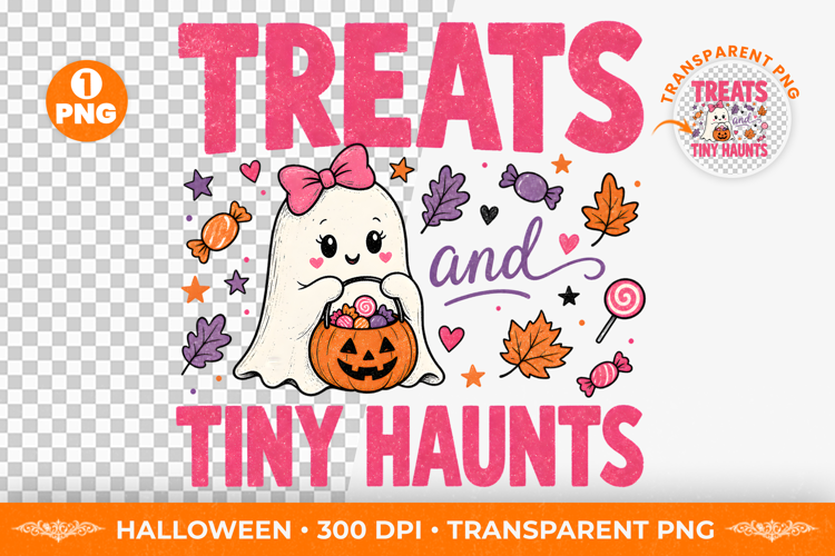 Treats and Tiny Haunts Halloween T-Shirt Design PNG