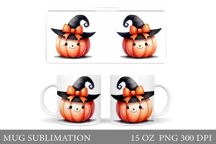 Cute Pumpkin Mug Wrap. Halloween Mug Wrap Sublimation