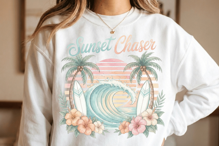 Sunset Chaser PNG sublimation |Beach & Summer PNG T-Shirt