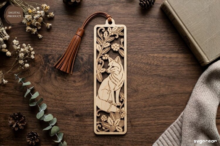 Winter Fox Bookmark Laser Cut | Glowforge | SVG example image 1