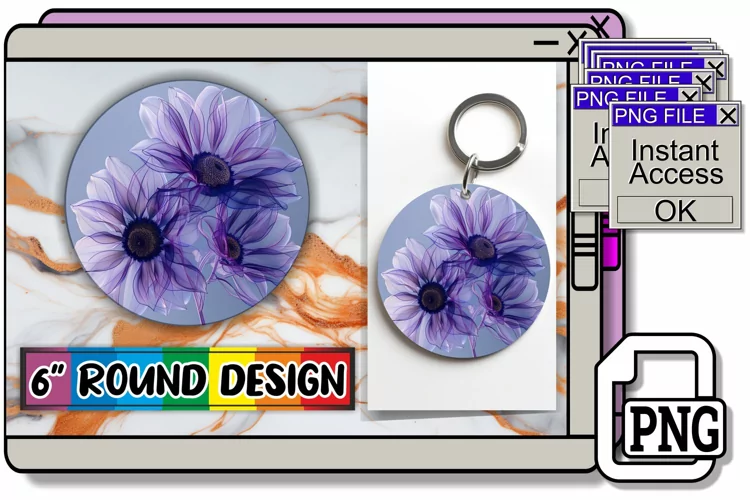 Petal Parade Sublimation Circles - Keychain & Car Coaster