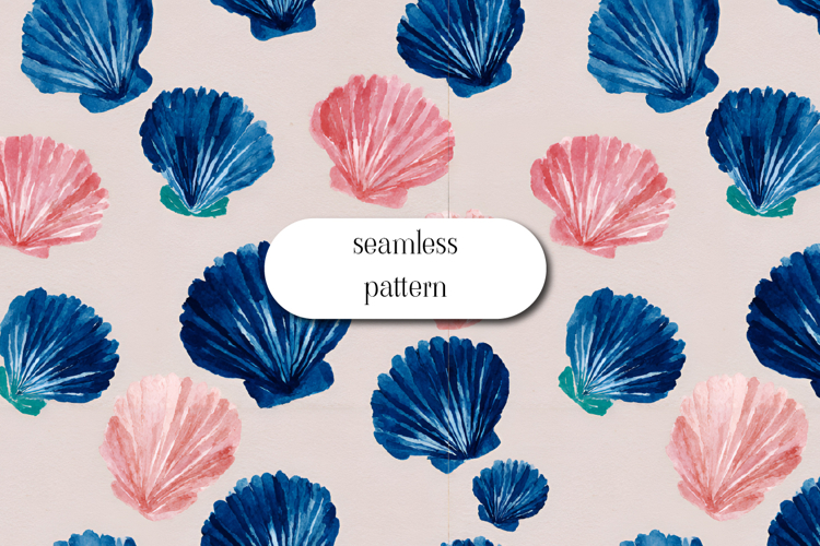 Watercolor Seashell Seamless Pattern | Coastal Shells