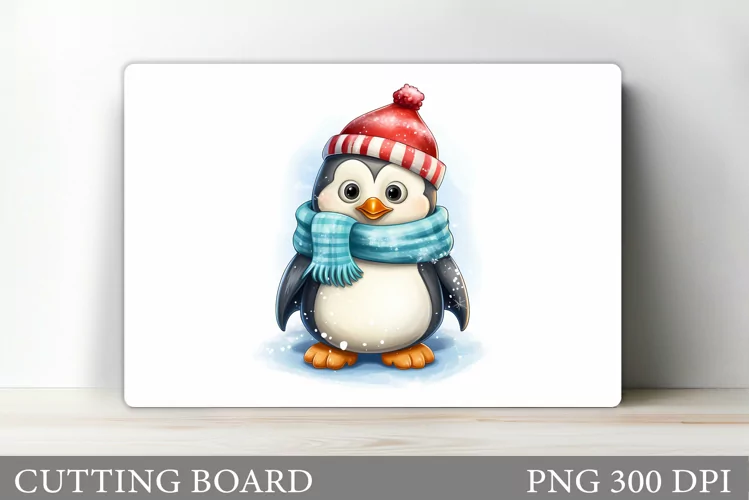 Cute Penguin Cutting Board. Christmas Cutting Board Design