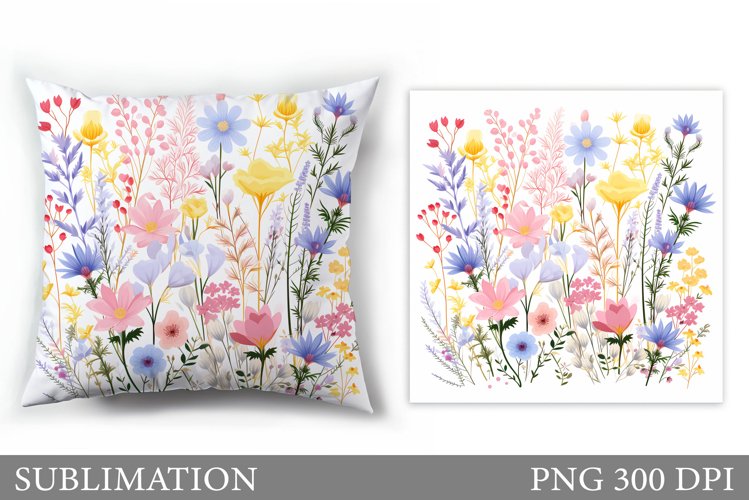 Floral Sublimation. Wildflowers Pillow Sublimation