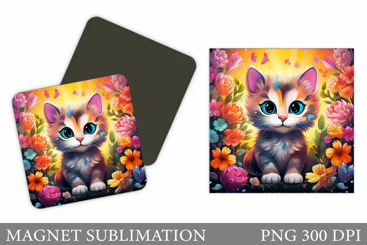 Cute Cat Magnet. Funny Cat Magnet Sublimation