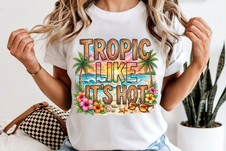 Tropic Like It's Hot PNG, Rustic Beach Sunset Sublimation example image 1