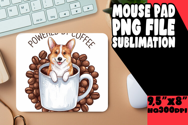 RADIANT mouse mat Sublimation Ideas, Coffee Dog example image 1
