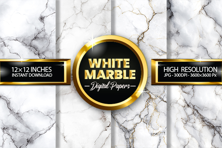 White Marble Digital Papers - 04 variations