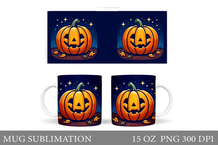 Cute Pumpkin Mug Wrap. Halloween Mug Wrap Sublimation