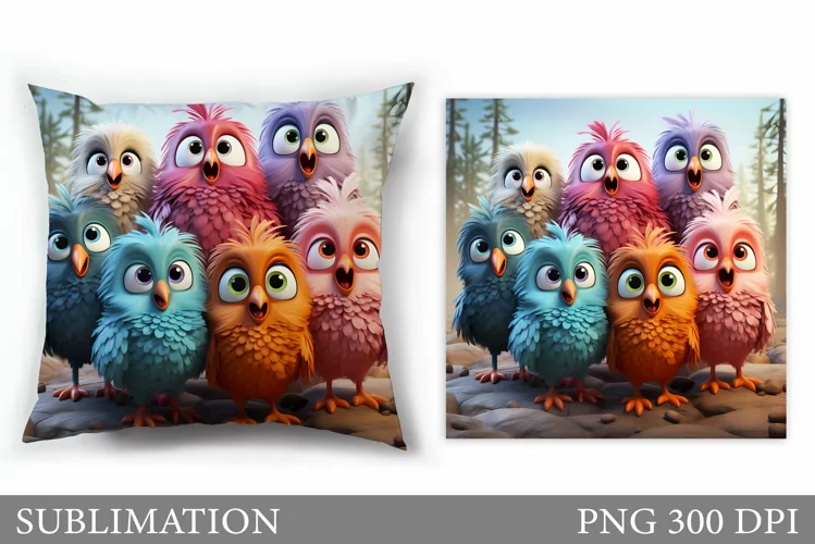 Funny Birds Sublimation. Funny Bird Pillow Sublimation