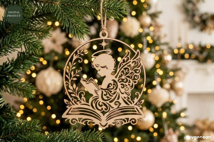 Angel Christmas Ornament Laser Cut | Glowforge | SVG example image 1