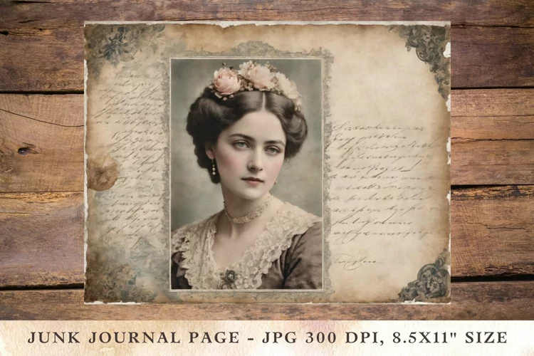 Printable Junk Journal Pages victorian girl / woman 6