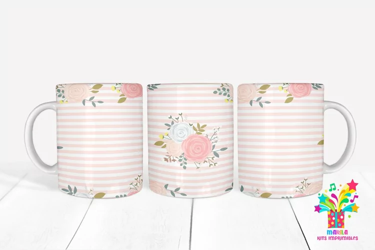 Roses Mug Sublimation design / floral Mug Wrap #1