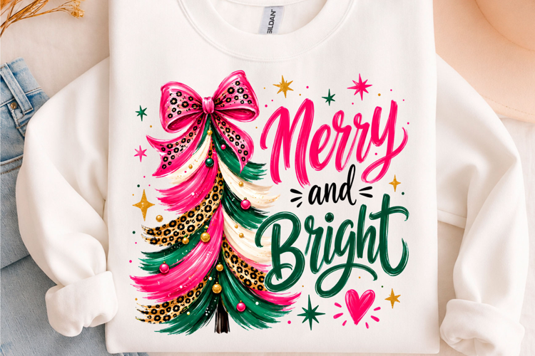 Preppy Merry & Bright Leopard Tree PNG
