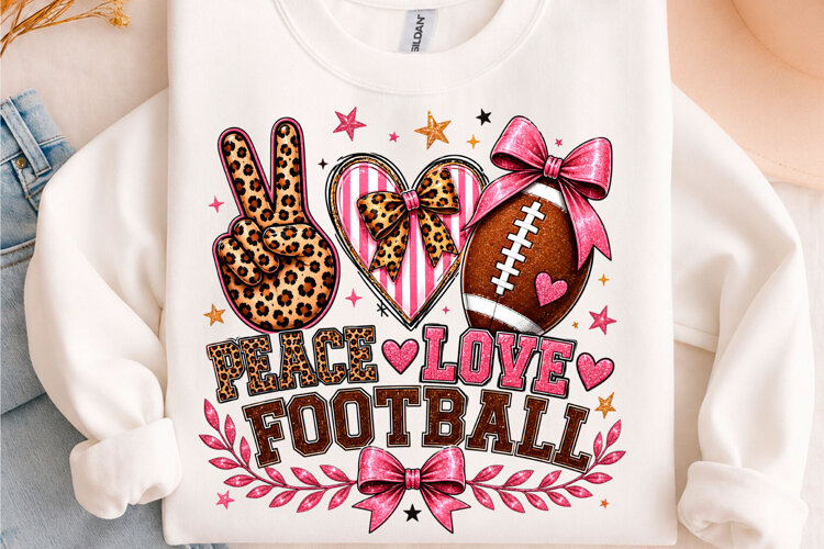 Peace Love Football Coquette PNG example image 1