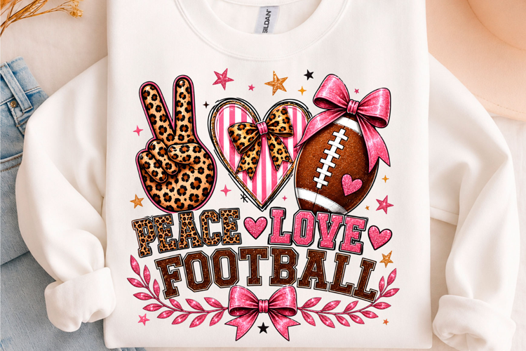 Peace Love Football Coquette PNG