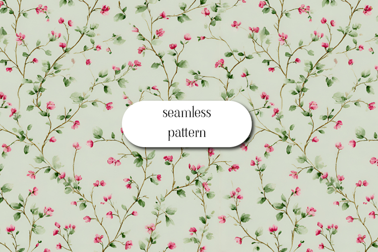 Seamless pattern with delicate pink wildflowers on cream