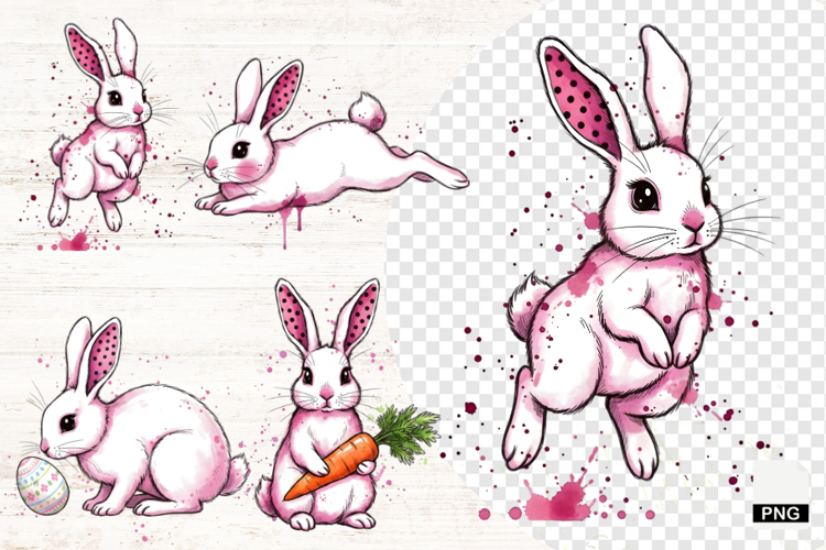 Cute Spring & Easter Bunnies Png - Eatser Bunny Clipart