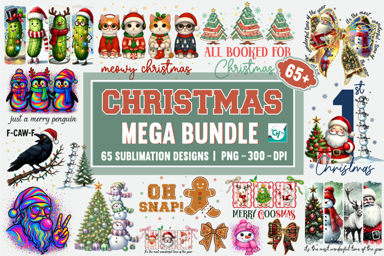Mega Christmas Sublimation Bundle, Christmas PNG Bundle