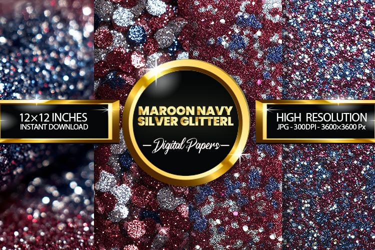 maroon navy silver glitter Digital Papers - 04 variations