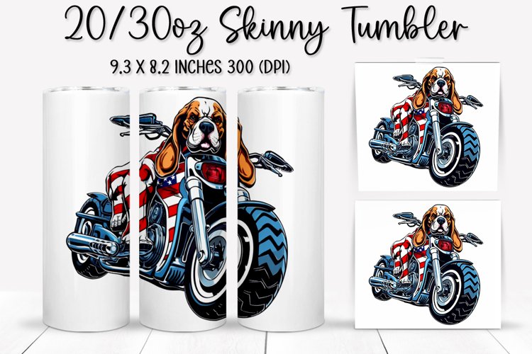 Dog Skull Ride An American Flag - Tumbler Sublimation Design
