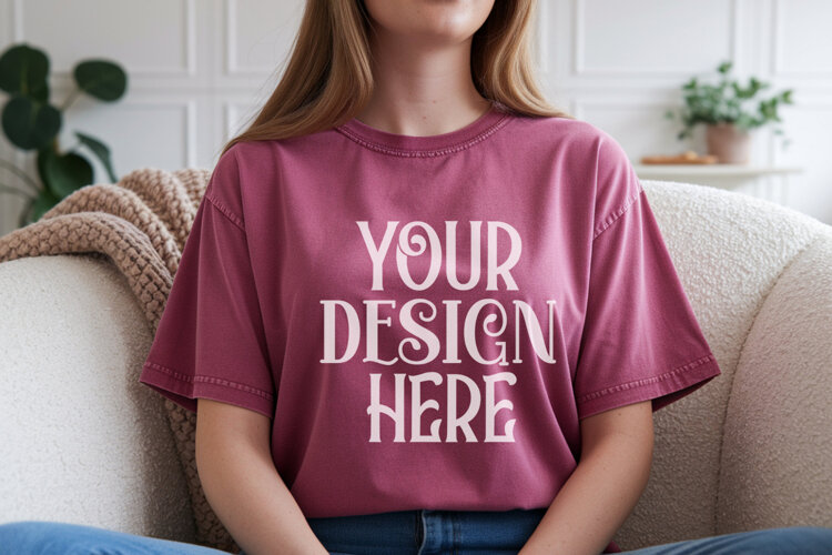 Berry Comfort Colors 1717 T-shirt Mockups,1717 Mockups example image 1