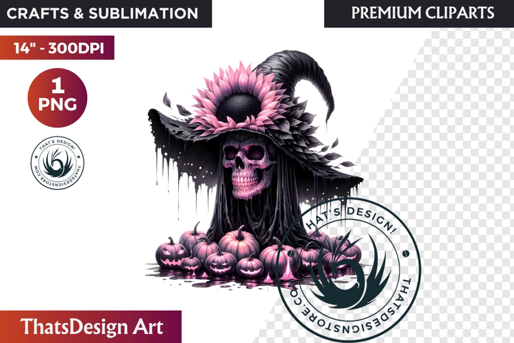 Pink and Black Gothic Halloween Skulls Clipart, pastel goth