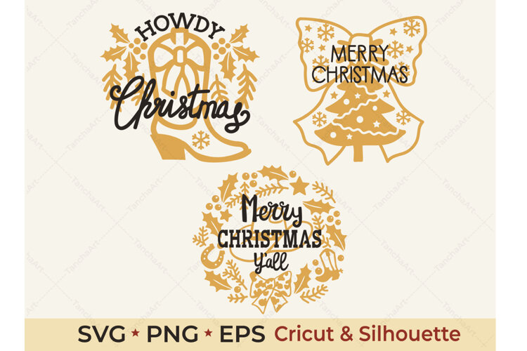 Western Christmas SVG | Cowboy Boots & Christmas Bow example image 1