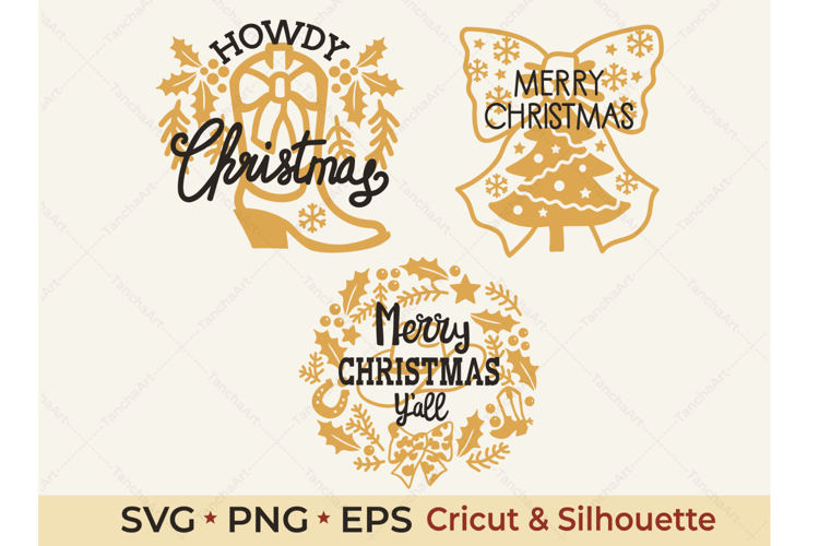 Western Christmas SVG | Cowboy Boots & Christmas Bow