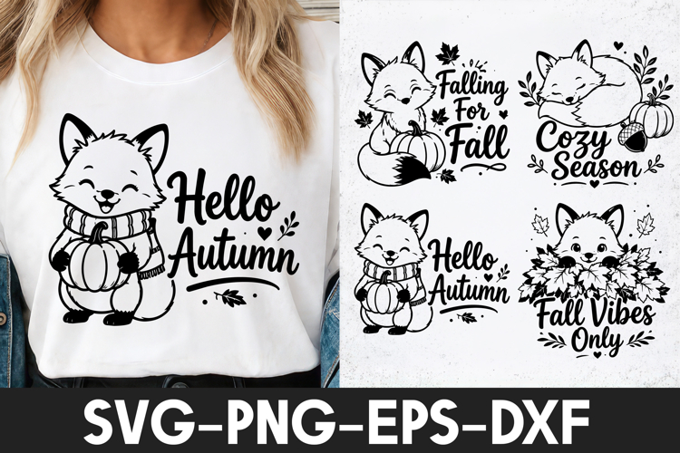 Cute Autumn Fox Pumpkin SVG PNG