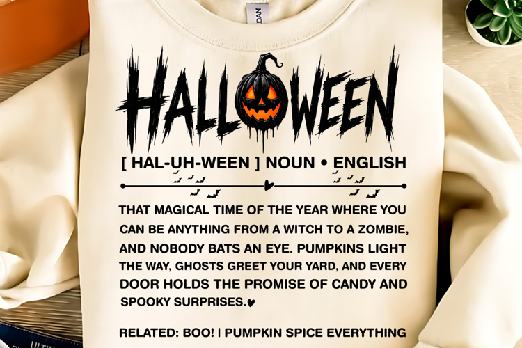 Halloween Words PNG, Halloween Definition Print PNG, Spooky