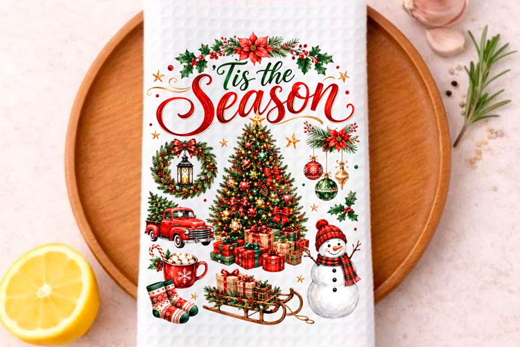 Tis The Season Christmas PNG Christmas Kitchen Towel