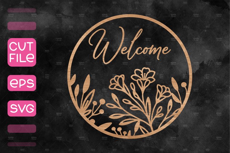 Floral Door Hanger SVG, Spring Welcome Sign SVG