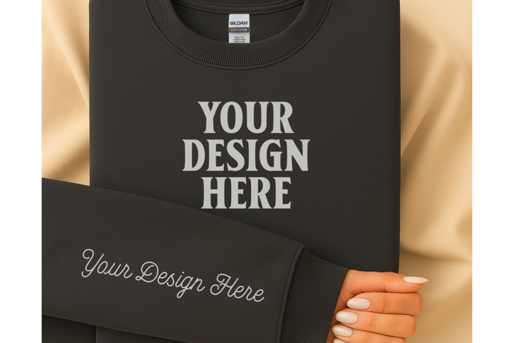 Gildan 18000 Charcoal Sleeve Mockup