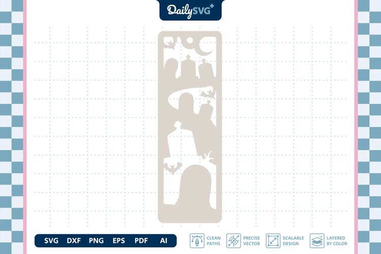 Graveyard Bookmark Halloween SVG