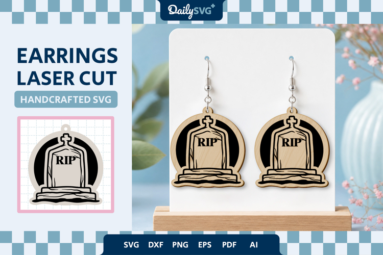 Halloween Tombstone Earrings Laser Cut SVG
