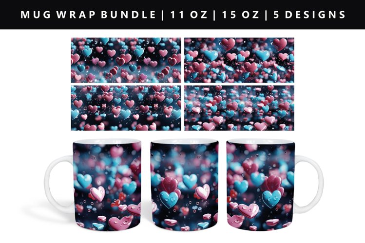 Heart 11oz, 15oz Mug Sublimation | Mug Wrap PNG (3216408)